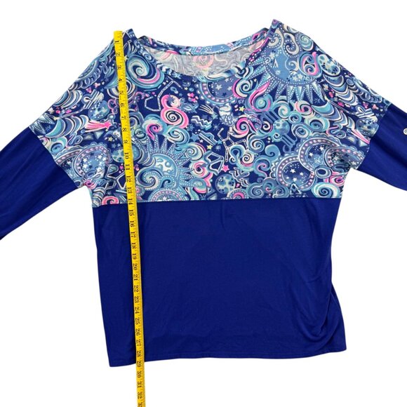 Lilly Pulitzer Finn Top Womens Blue Pima Cotton Modal LS Boat Neck Size XL - Picture 8 of 13
